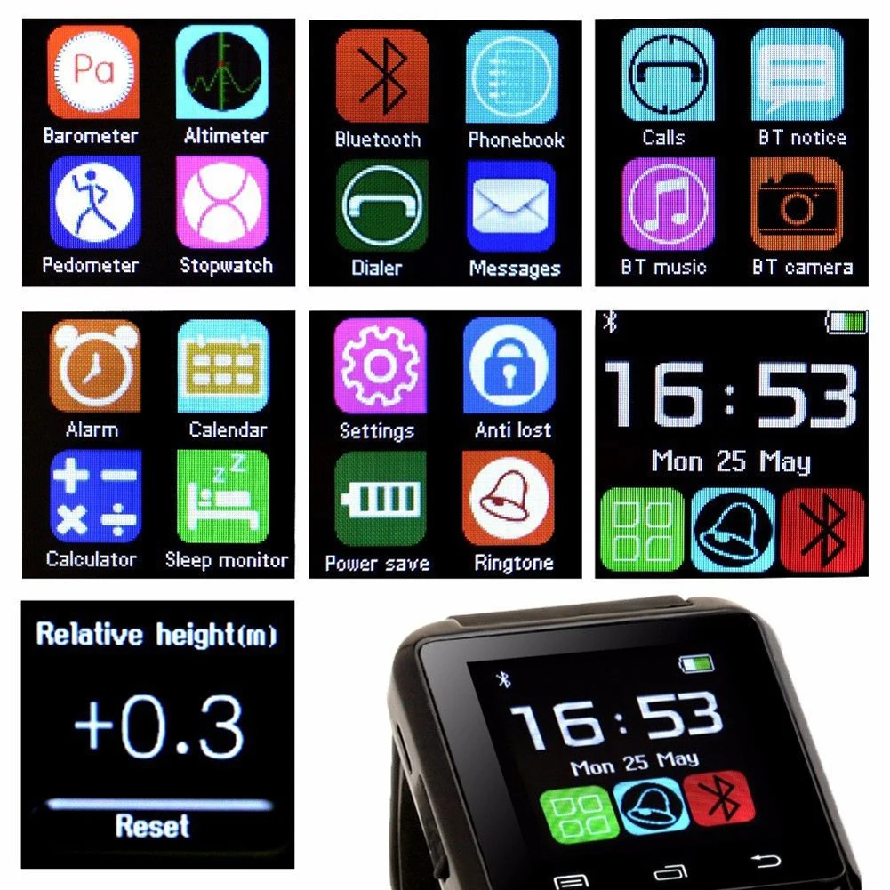 Мужские и женские Bluetooth спортивные Смарт-часы с камерой телефон мат для ios Android samsung huawei Xiaomi iPhone LG