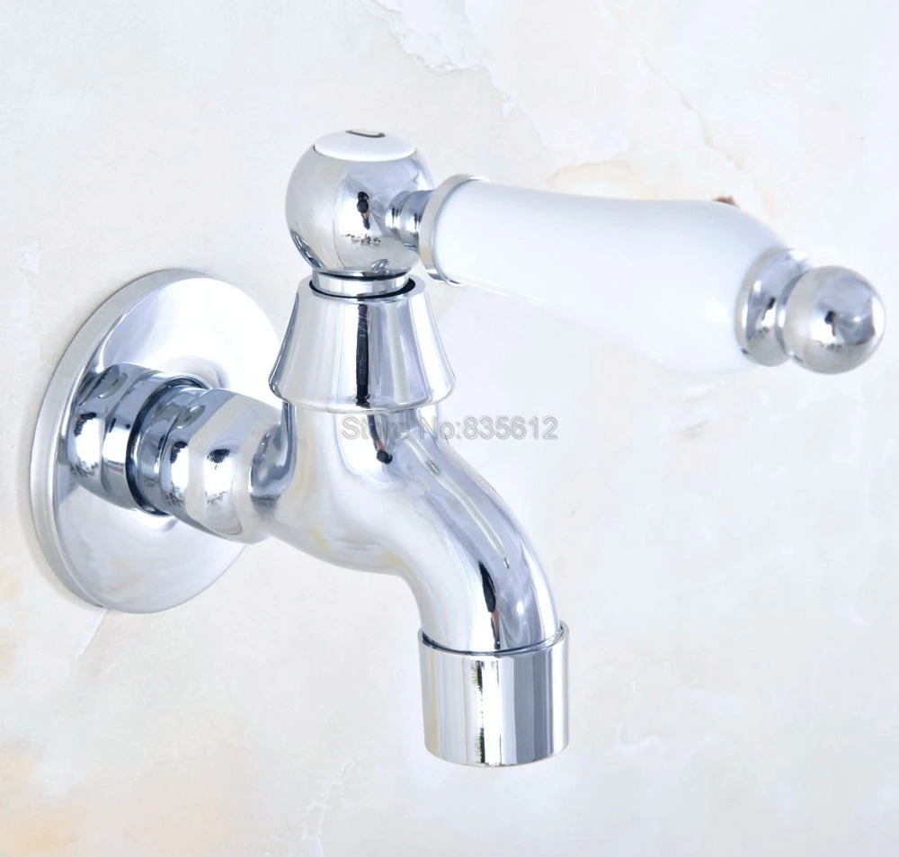 

Polished Chrome Brass Wall Mount Wall Mount Ceramic Lever Sink Faucet Mop Pool Water Tap tav155