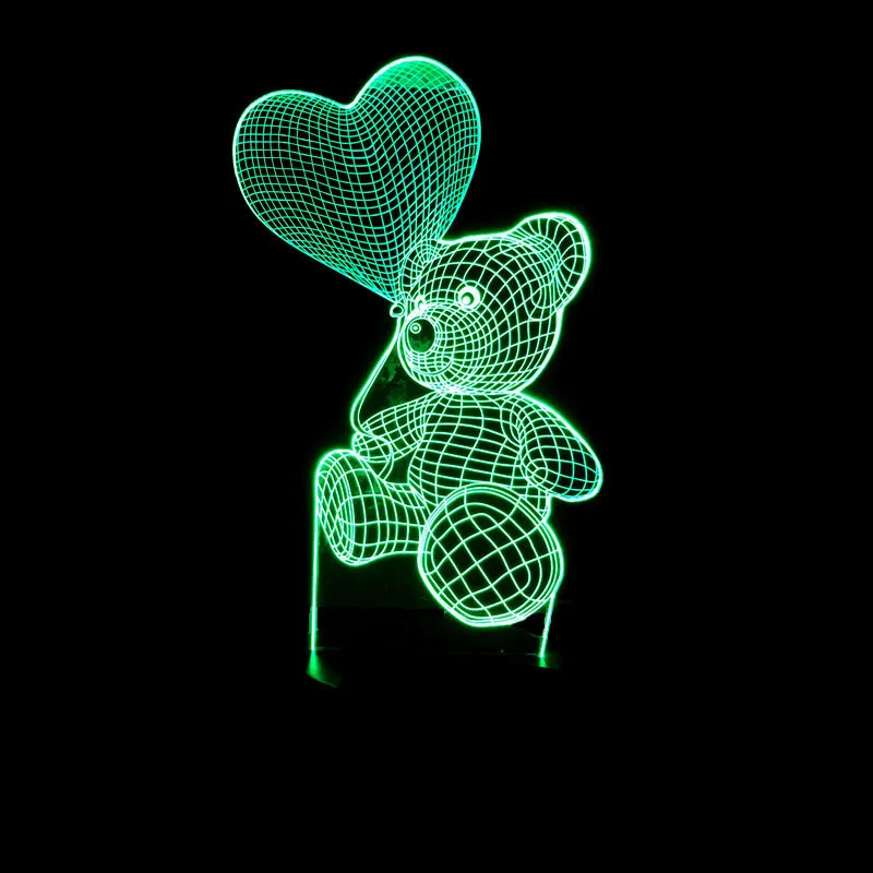 Подарок для подруги 7 цветов изменения 3D голограмма лампа Медведь Вечерние