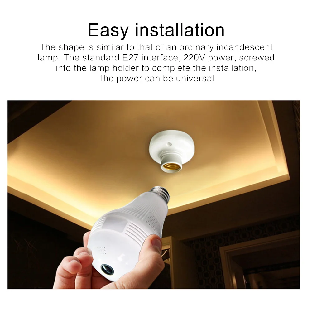 960 P/1080 P 360 панорамная IP камера Wifi Домашняя безопасность беспроводная CCTV камера видеонаблюдения рыбий глаз сеть Ipcam лампа камера s