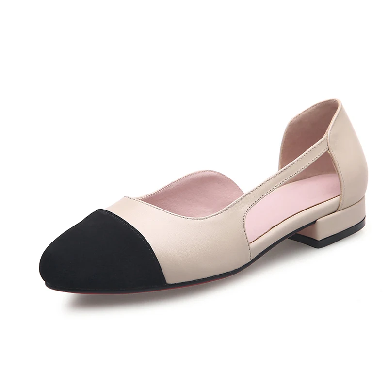 Зрелые Натуральной Кожи Острым Носом Черный/Бежевый Бисероплетение Женщины