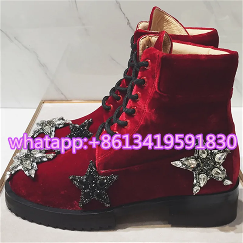 Замша/Кожа Женщины Сапоги Горный Хрусталь Botas Mujer Ретро Ботинес Zapatos Рим Обувь