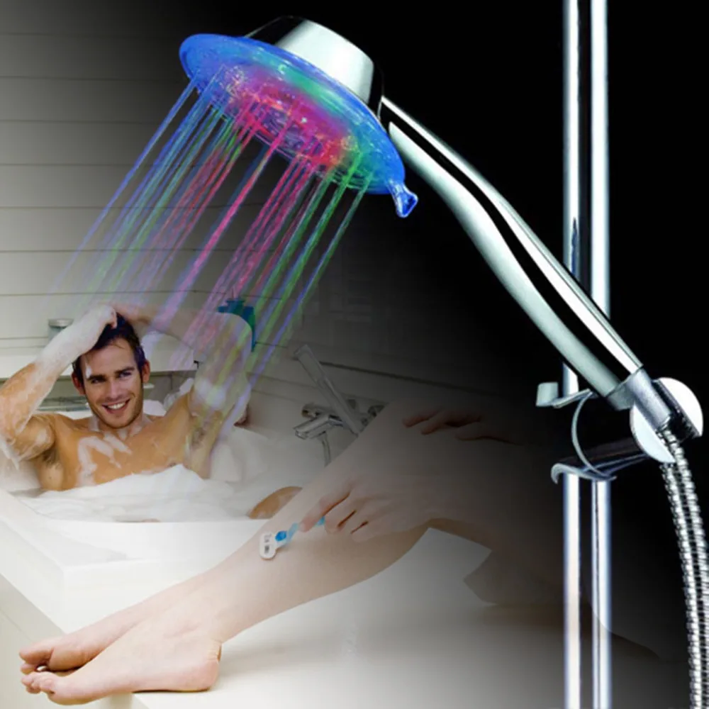 Ручная автоматическая сменная насадка для душа 7 цветов|light shower head|led light headshower head |