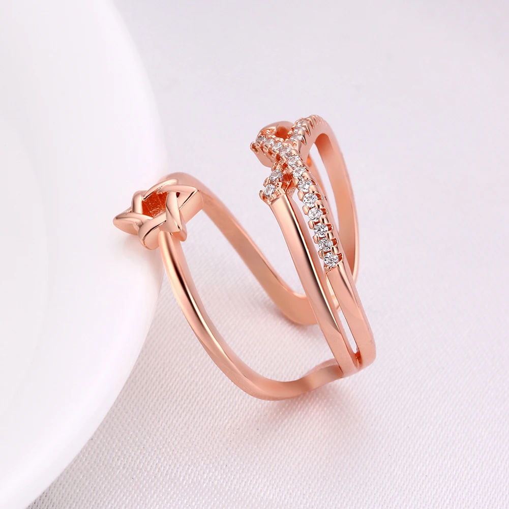 XU Classic Fashion Article Double Star Zircon Rings Opening Women's Popular Dazzling Jewelry Wholesale Sell Like Hot Cakes R894 |