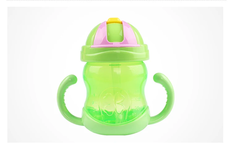 240ml Cute Baby Cups Kid Water Bottle Handle Children Learn Drinking Straw Sippy Training Cup copo com canudo 3 Colors | Мать и ребенок