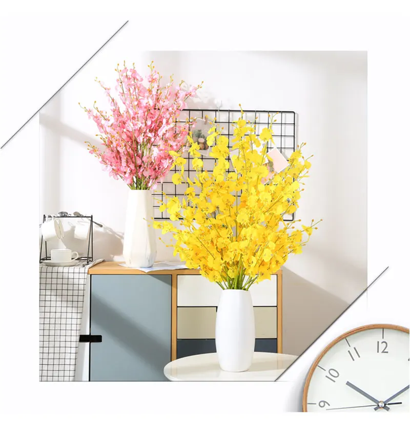 5 шт. 1 м желтый Oncidium Искусственные цветы розовый фиолетовый Шелковый Искусственный цветок Орхидея Cymbidium домашний Декор украшение стола