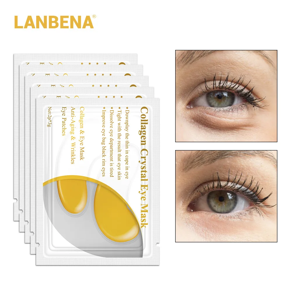 

24K Gold Eye Mask Collagen Eye Patches Skin Care Dark Circle Puffiness Eye Bag Anti-Aging Wrinkle Firming 10PCS=5 Pairs