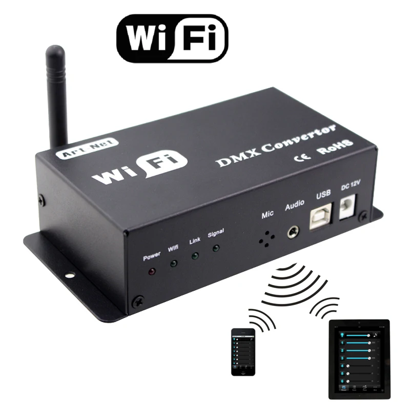 WiFi-конвертер dmx led контроллер 12 в android или ios система управления wifi сигнал преобразования dmx сигнал для светодиодных ламп выход dmx512