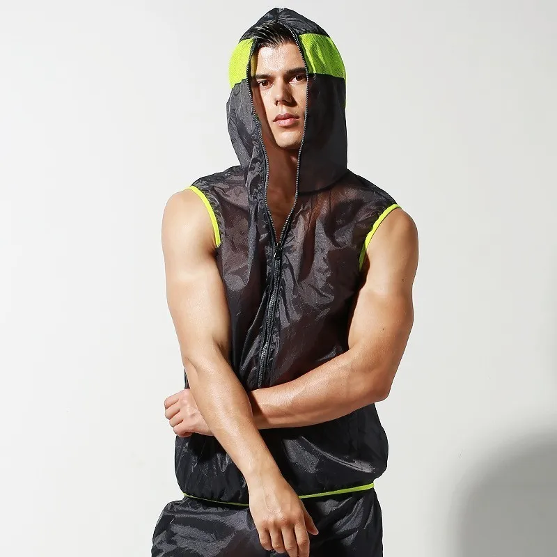Dark Gray Vest Супер тонкий безрукавный Рашгард мужской Рашгард паруса костюм для серфинга полупрозрачная УФ защита рубашка водный спорт жилет куртка с капюшоном - Цвет: Dark Gray Vest