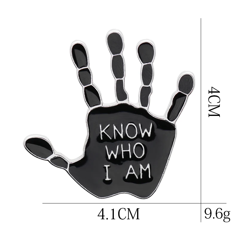 left hand pins and brooches black enamel Lapel Pin badge know who i am Brooch Simulation skull broches dream remind | Украшения и