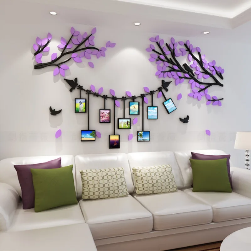 الأسرة صورة شجرة Artistc ثلاثية الأبعاد ملصقات جدار الاكريليك خلفية لغرفة المعيشة غرفة نوم المطبخ الشارات الزخرفية جدار ديكور ملصق
