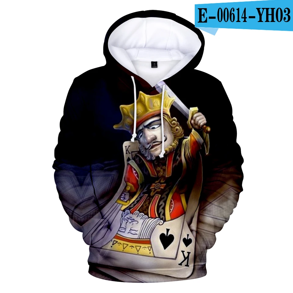 Коричневый Aikooki KING QUEEN толстовки для мужчин/для женщин кофты с капюшоном 3D принт белый дизайн игральные карты покер мальчик/Обувь для девочек - Цвет: Коричневый