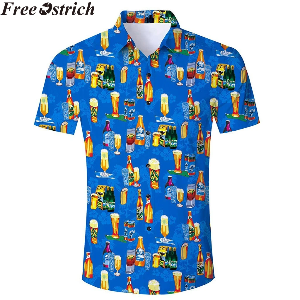 Летняя мужская рубашка с карманами короткий рукав Гавайские каникулы