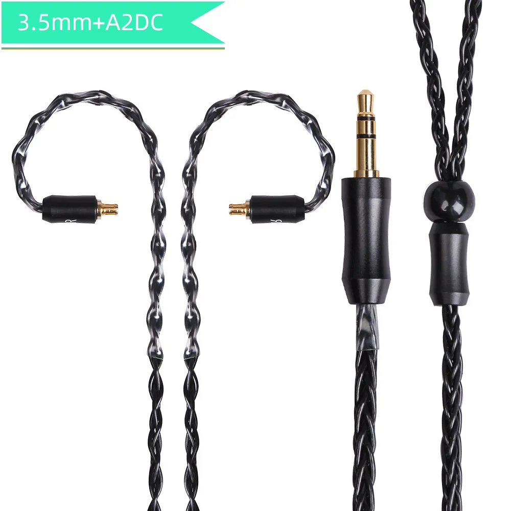 Black A2DC 3.5 FDBRO MMCX обмен мгновенными сообщениями IE80 2Pin OCC посеребренный кабель для наушников Разъем для наушников, 3,5/2,5/4,4 мм балансный 8-ядерный посеребренный серебряный кабель - Цвет: Black A2DC 3.5