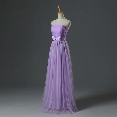 Женское длинное платье подружки невесты фиолетовое розовое с v-образным вырезом