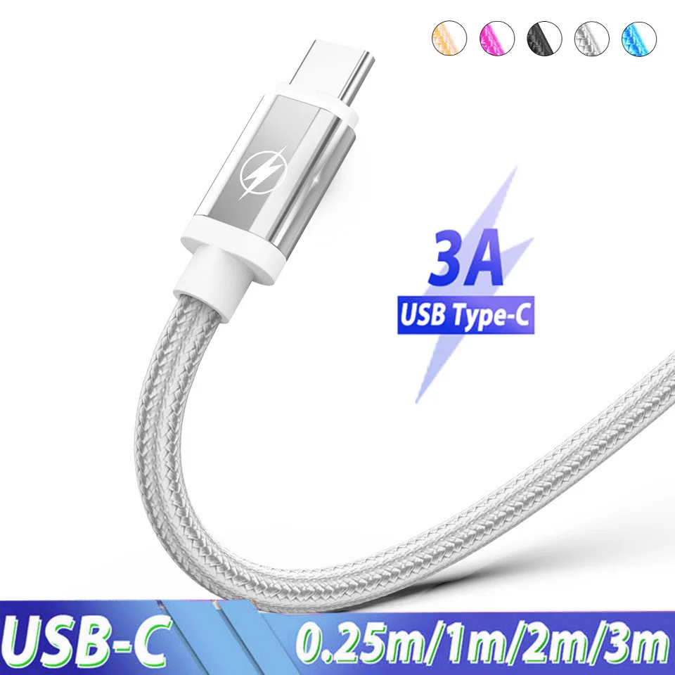 Тип C кабель 3 м 2 м 1,5 м Usb C для изготовления нейлоновых кабельных Cabos Usb для samsung Galaxy Note 10 плюс мобильный Motorola Тип C Usbc зарядный кабель