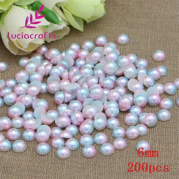 6mm Lucia crafts 3/4/5/6/8 мм: полукруглый искусственный жемчуг плоские для альбома для изготовления украшений своими руками, хлопковая ткань для одежды/чехол для телефона/станок для изготовления F0316 - Цвет: 6mm