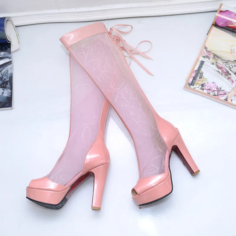 2017 Женская Мода Длинные Сапоги Над Коленом Высокие Квадратных Пятки платформа