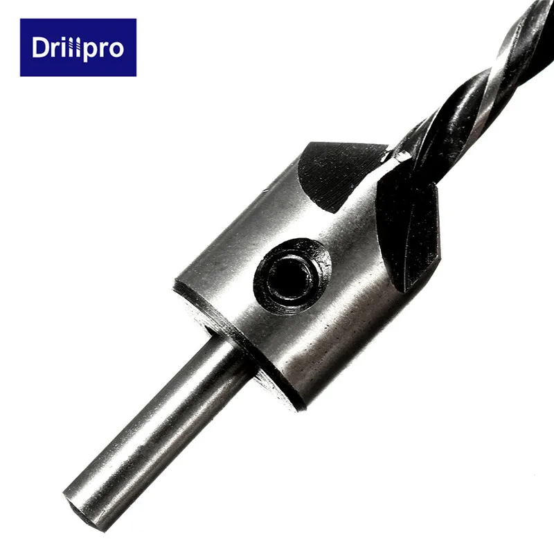 Drillpro 4 шт. HSS 5 Флейта Зенковка сверло набор развертки деревообрабатывающий инструмент фаска 3 мм-6 мм столярные DIY