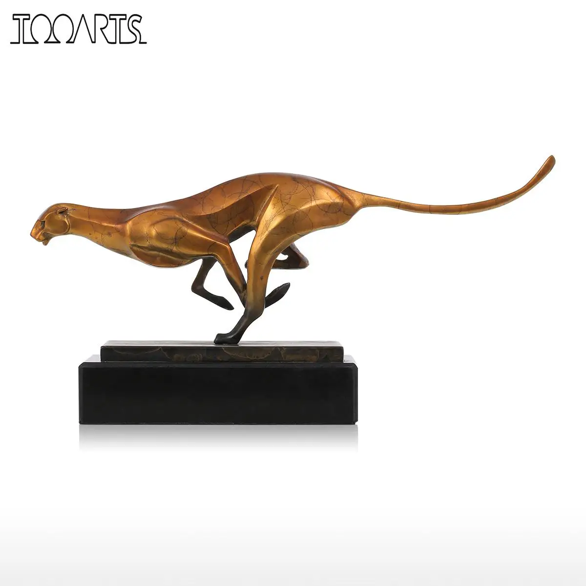 

Tooarts Leopard Bronze Sculpture Modern Artificial Statue Art Craft Statues for Decoration Office Home Decoration Accessories