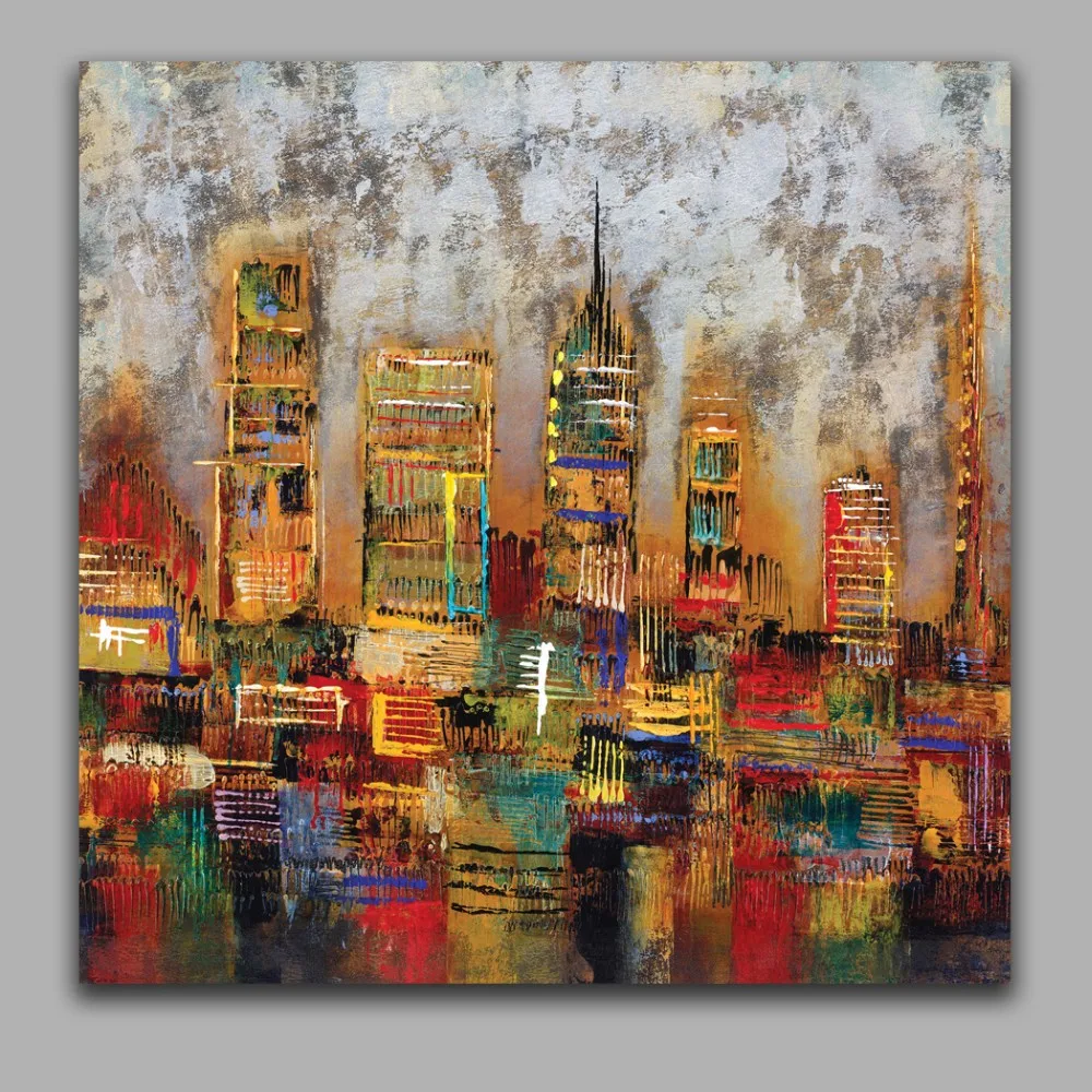Абстрактная Современная архитектура ручная работа картина маслом украшение
