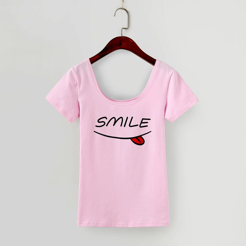 Лето 2017 г. Повседневная Low-Cut Сексуальная футболка U шеи короткий рукав топы белого