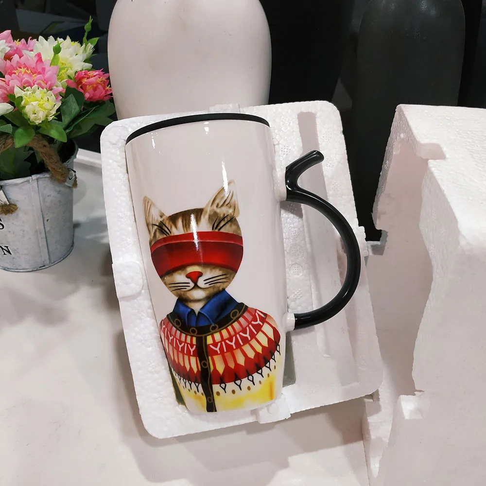 Кружка для кофе с крышкой Cool Cat Ceramics кружки животным объемом 600 мл креативная