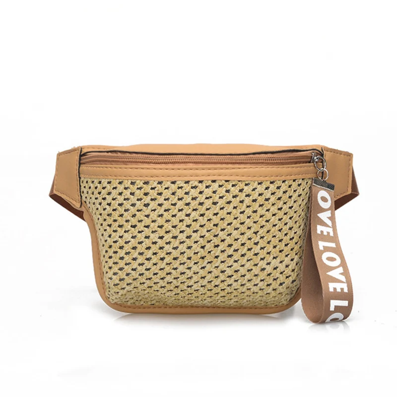 Yellow waist bag Женская поясная сумка, модные соломенные поясные сумки, повседневная поясная сумка для путешествий для женщин, нагрудные пакеты, сумка для девушек, 030391 - Цвет: Yellow waist bag