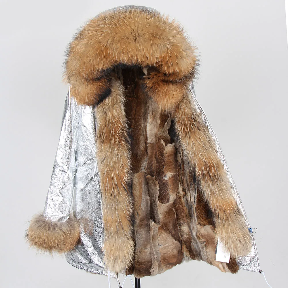 Женское пальто с мехом енота OFTBUY длинная парка воротником из натурального меха