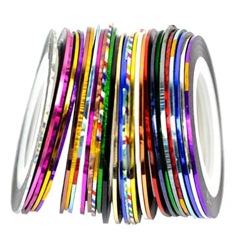 30 шт. разноцветные рулоны полосатая лента линия дизайна ногтей наклейки