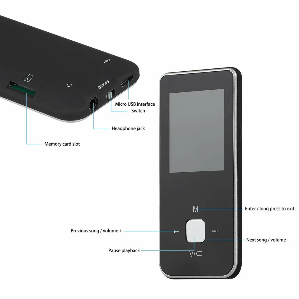 Портативный hifi MP3 музыкальный плеер с FM без потерь звук диктофон до 32 Гб