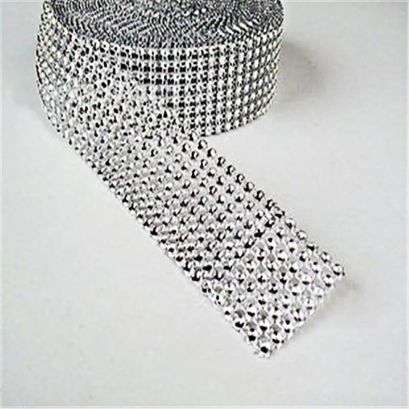 Свадебное украшение 1 ярд серебряная Алмазная сетка Рождественская полая