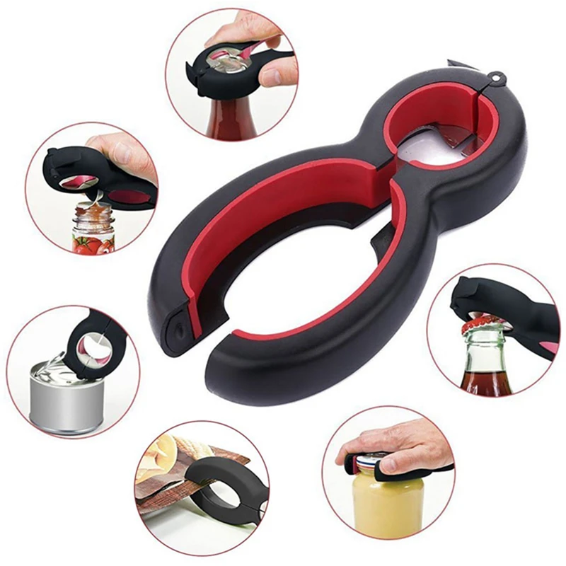 

1 Piece Bottle Opener 6 In 1 Multifunction Beer Opener Pull Glass Jar Lid Stainless Steel Wine Opener Kitchen Tools Can Opener