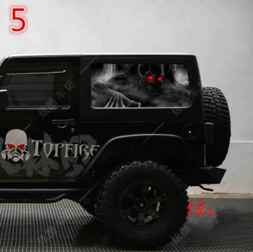 Белый 2 шт для Jeep Wrangler 2 двери заднего окна автомобиля 3D стикер - Название цвета: Белый