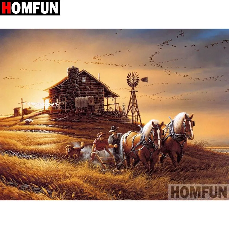 Алмазная 5D картина HOMFUN сделай сам полноразмерная/круглая вышивка сезон сбора