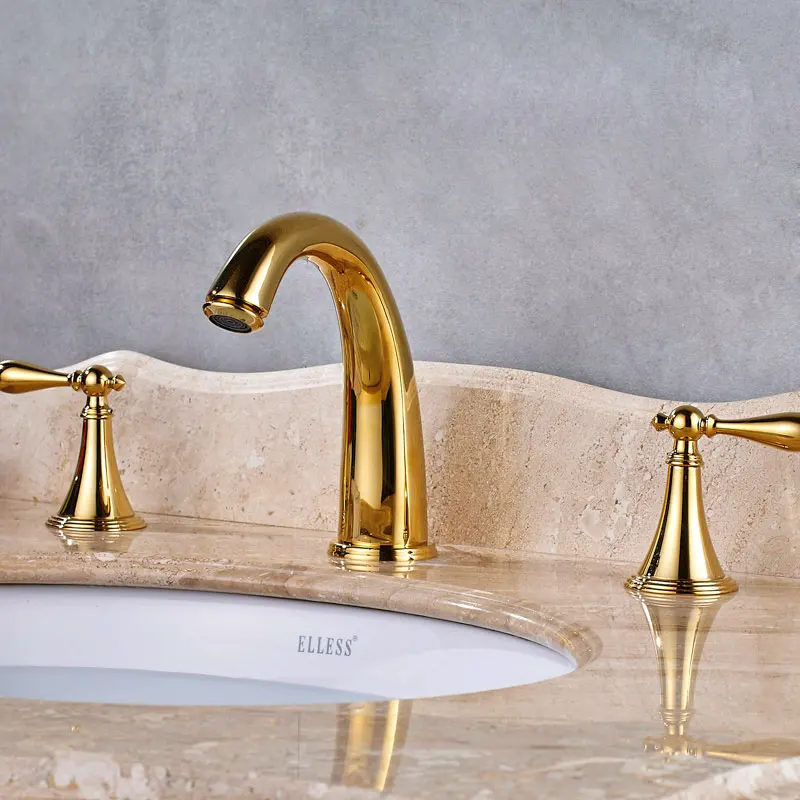 Uythner Большая скидка 3 шт. дугообразный смеситель для раковины с двойной ручкой