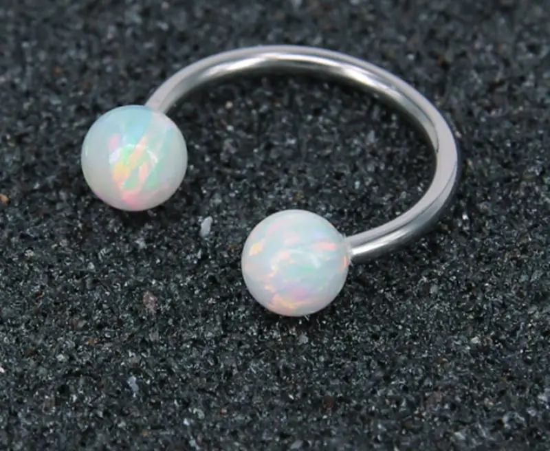 10pcs Free Shippment Body Piercing Jewelry -Opalite nose Eyebrow/Lip/Labret/Horseshoes/Helix Tragus Bar Piercing16G~1.2mm | Украшения и