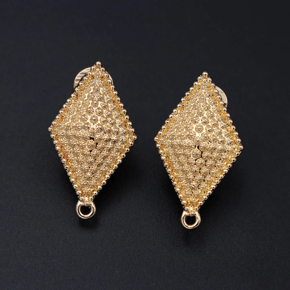 Stud Clip Earrings Post Base with Loop Hanger DIY Findings Accessories Indonesian Nigerian Congo Arab Wedding Jewelry Making |