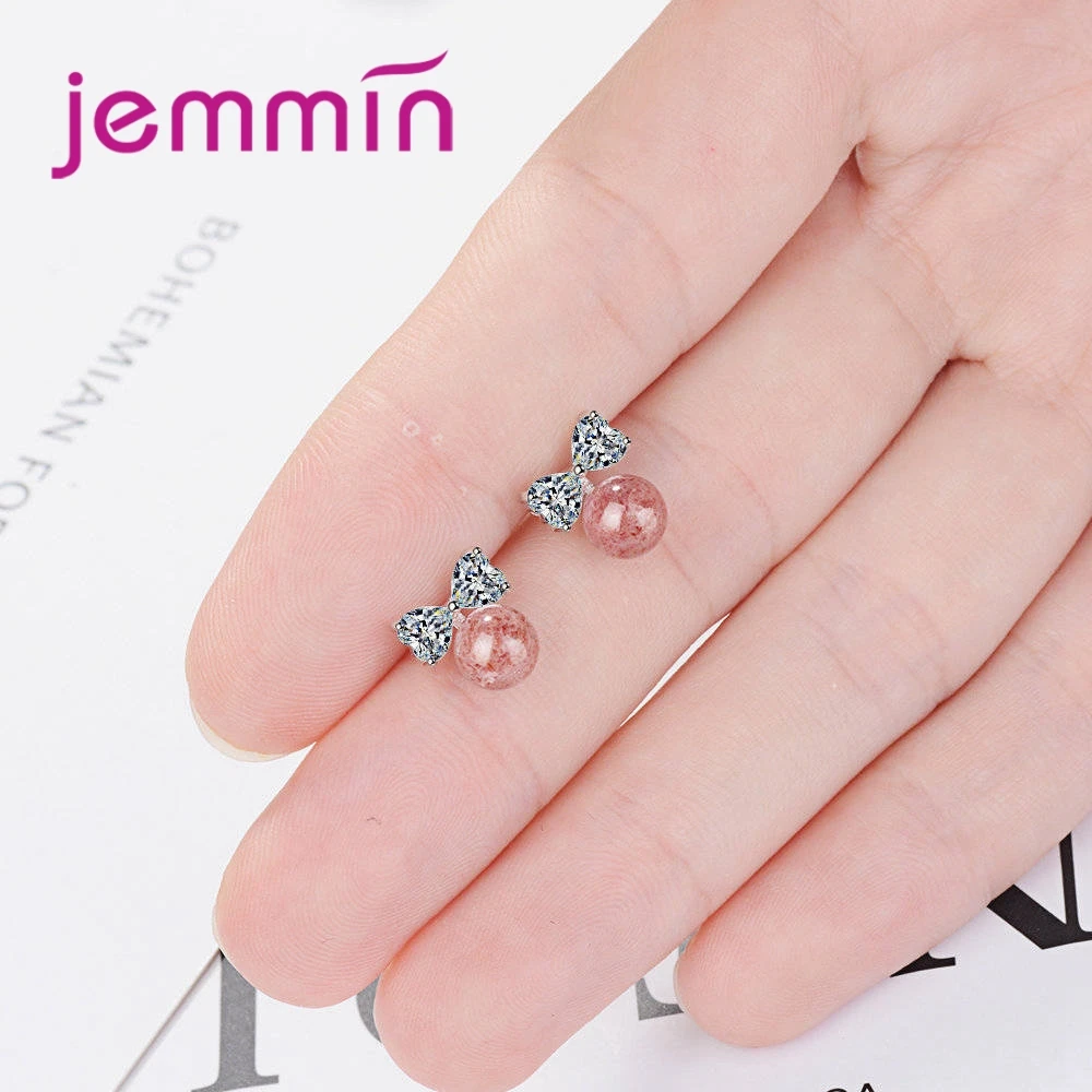 

Korean Style Bow-Knot Stud Earrings For Women Girl Students 925 Sterling Silver Round Pendant Earrings For Daughter