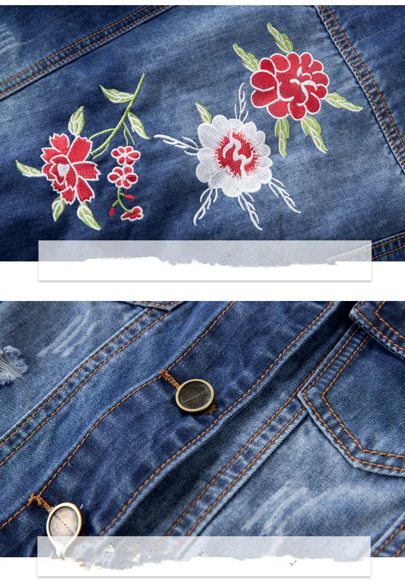 Брендовая Модная Джинсовая куртка для женщин 2017 плюс размер Осенняя ручная