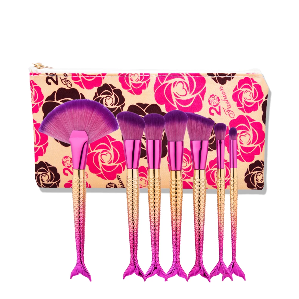 Набор кистей для макияжа Русалочки 7 шт./компл.|flat kabuki brush|blush brushkabuki brush |