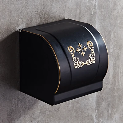 paper box only Черное и Золотое резное алюминиевое приспособление для ванной комнаты, набор аксессуаров для ванной, Полка для полотенец, держатель для бумаги, крючок для одежды BG1001 серии - Цвет: paper box only