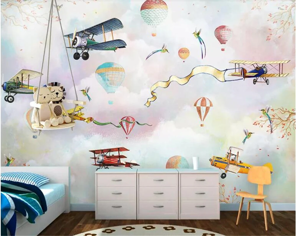 beibehang Wallpaper home decoration custom cartoon hot air balloon children's room wallpaper papier peint mural 3d | Обустройство