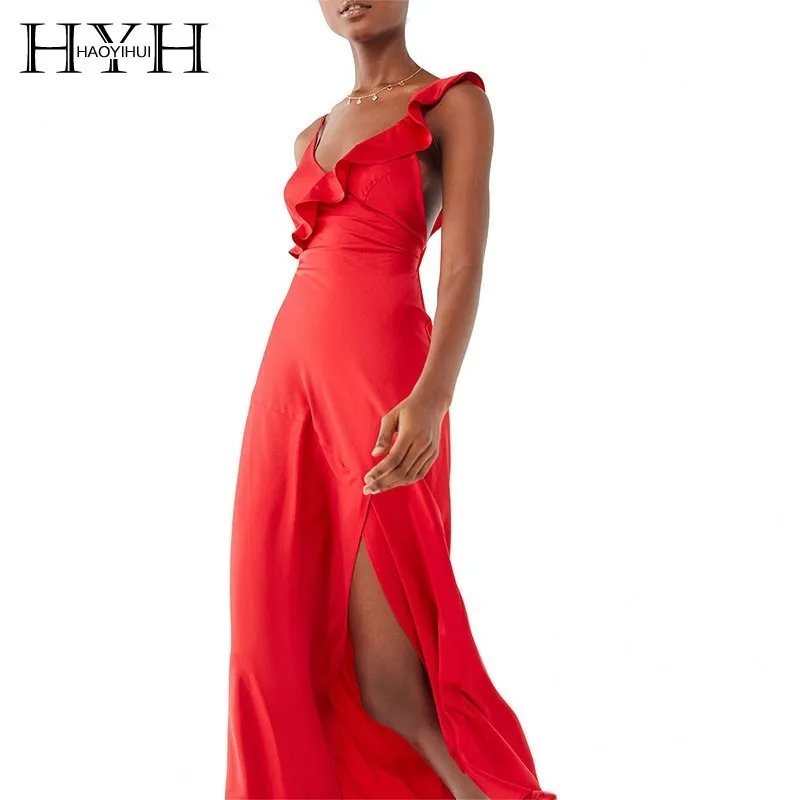 HYH Haoyihui Femme летнее стильное французское сексуальное асимметричное платье без