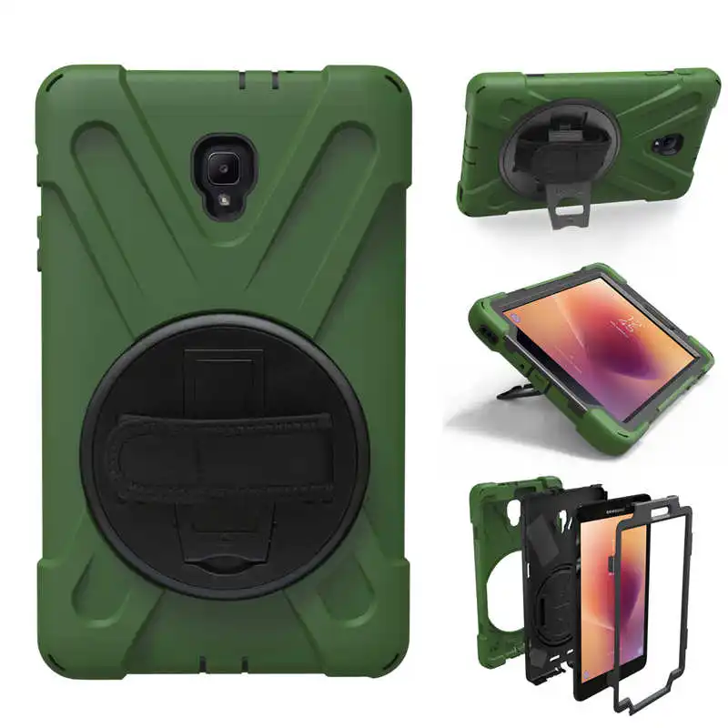 Army Green Защитный чехол для samsung Galaxy Tab A 8,0 SM-T380 T385 с ремешком на руку вращающийся на 360 чехол-подставка для samsung T380 T385 чехол - Цвет: Army Green