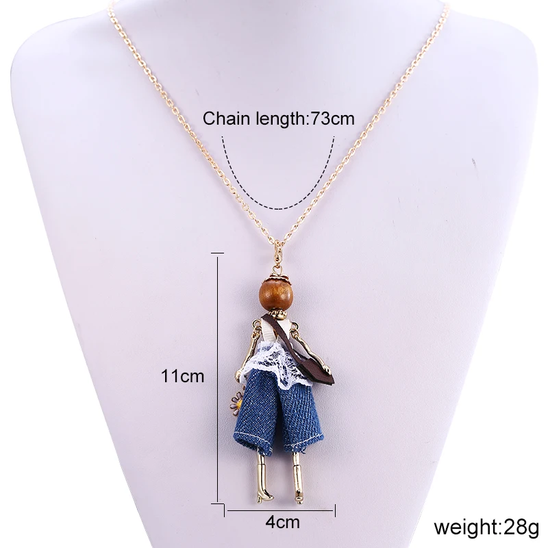 

WNGMNGL 2019 Season New Natural Women Bridal Wedding Jewelry Charm Doll Pendant Blue DIY Necklace Flower Small Fresh Necklaces