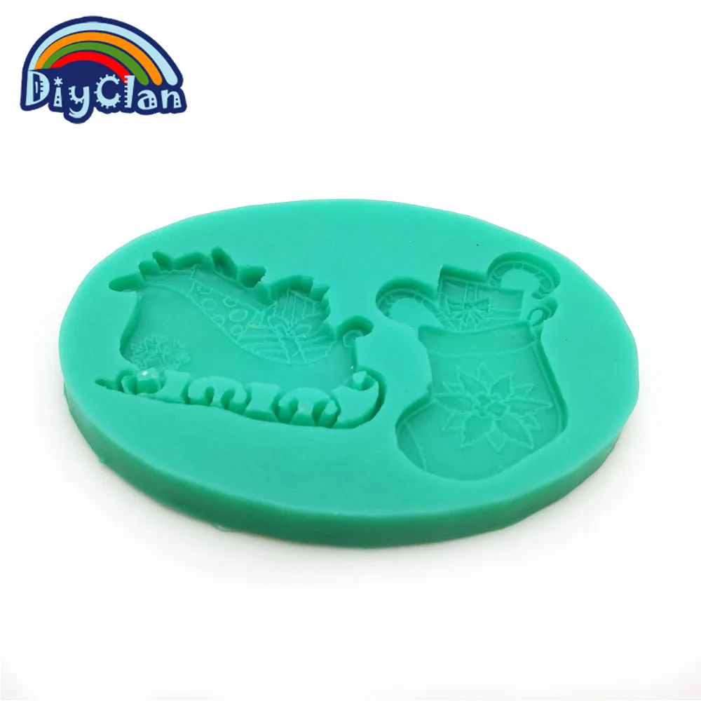 Рождественские сани в форме носков силиконовая форма для помадки украшения