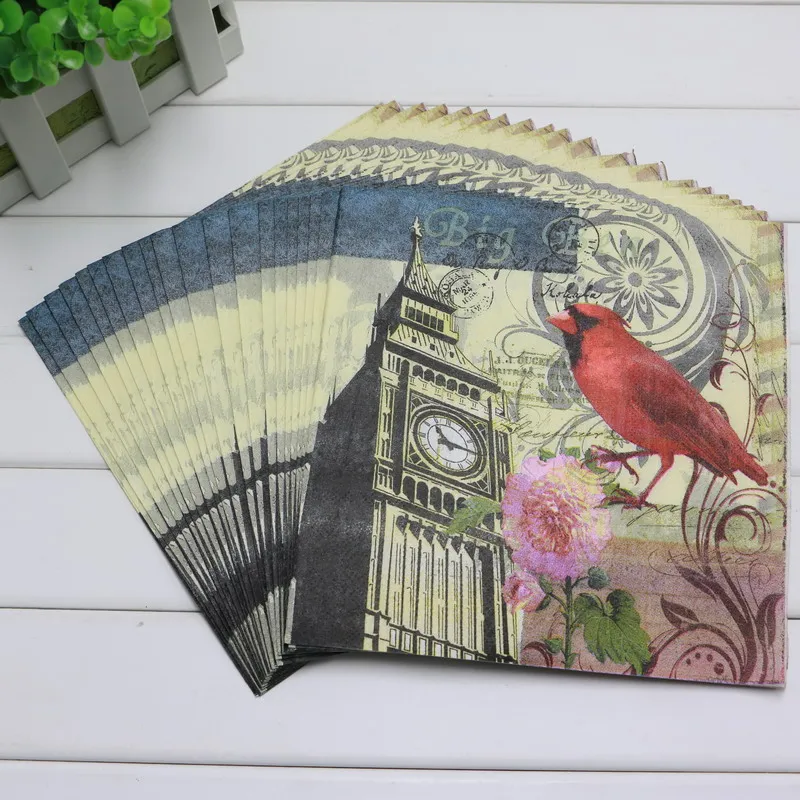 Невеста и жених одноразовая печать цветок украшения Guardanapo 20 шт./упак. Свадебная