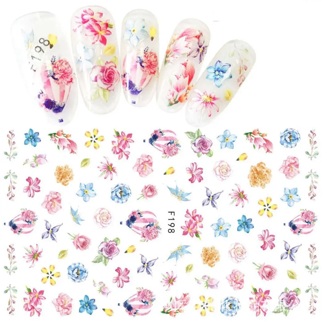 3D аппликация для ногтей патч сухая наклейка с цветком Модный цветочный тип F195 F204