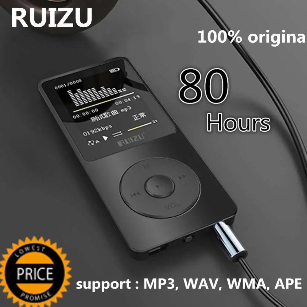 Ruizu X02 Портативный Спортивная цифровая видеокамера с Экран Hifi аудио Mp 3 мини музыки Mp3 плеер 8/16 Гб FM радио с Flac карты ЖК-дисплей Running Lossles